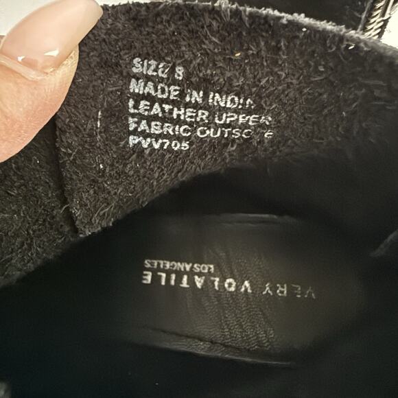 Very Volatile Aldworth Boots Casual Back Zip Ankle Bootie Black Suede Boho 8 - Picture 7 of 8